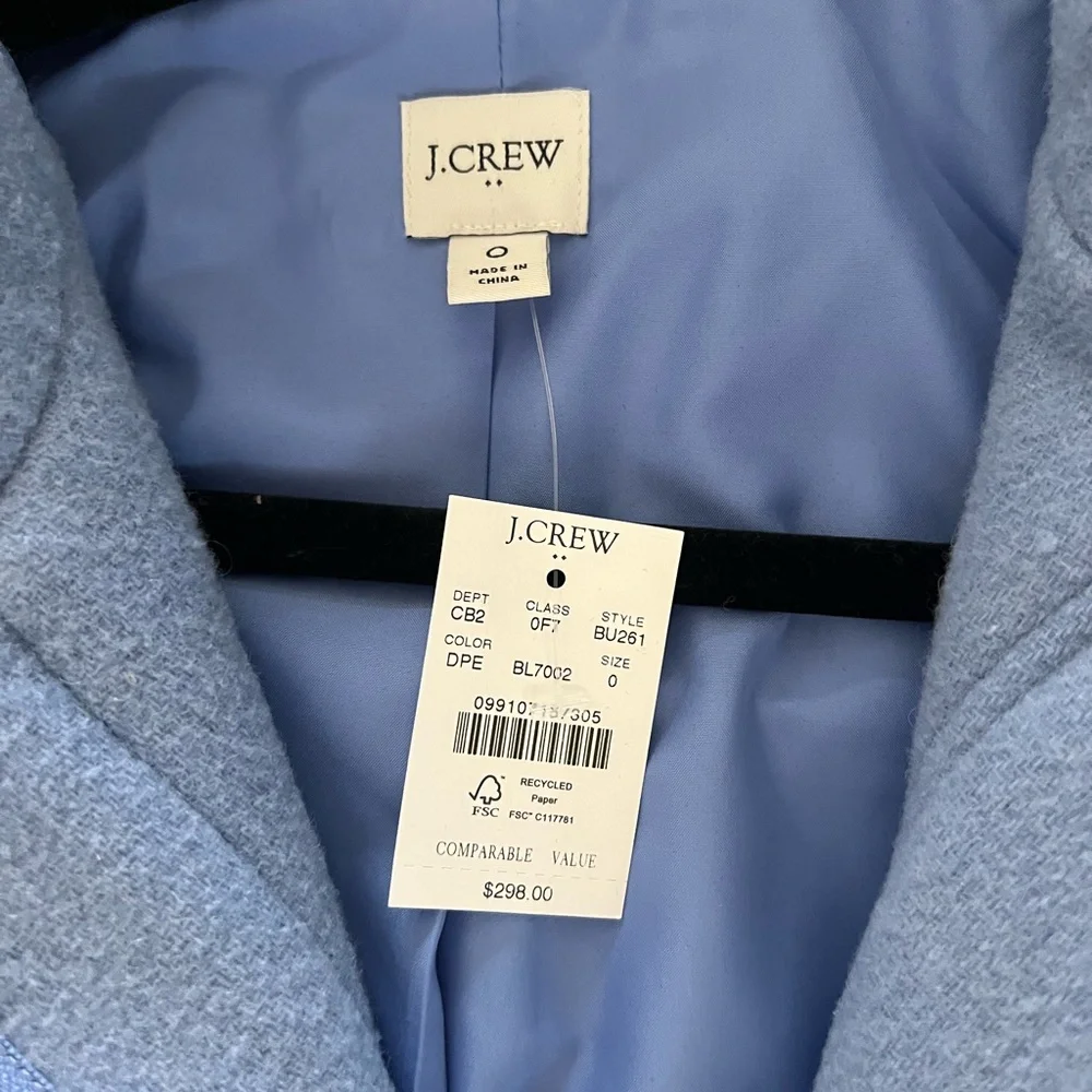 J. Crew Factory Powder Blue Wool Blend Pea Coat - Picture 3 of 4